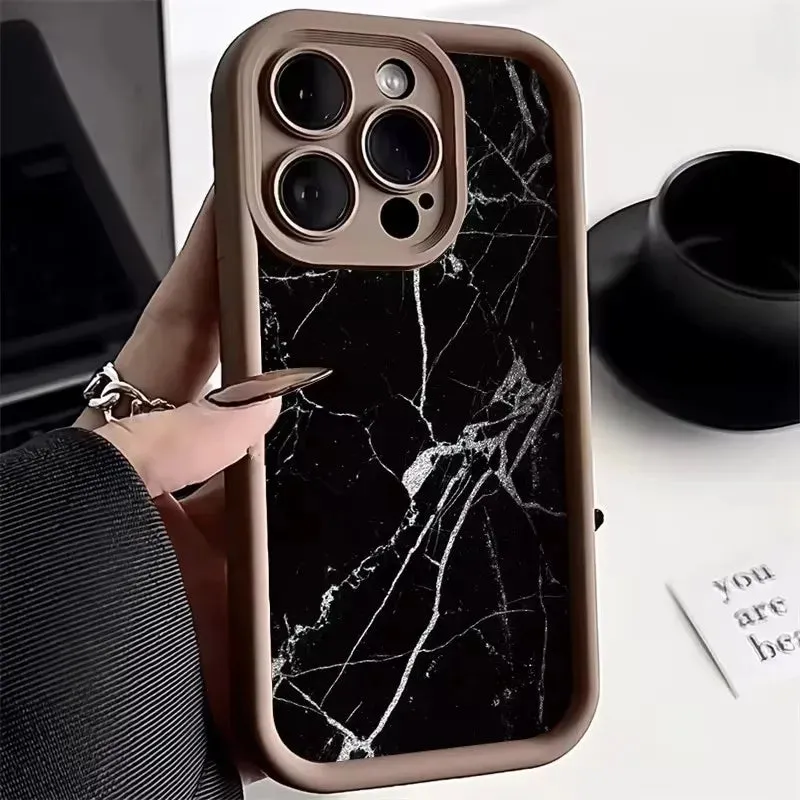 Uakiss Phone Case For iPhone 16E 16 15 14 Pro Max Plus 13 12 11 Pro XR X XS 7 8 Plus SE2 Oil Painting Gold Marble Shockproof Soft Cover