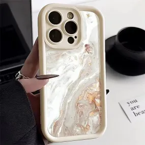 Uakiss Phone Case For iPhone 16E 16 15 14 Pro Max Plus 13 12 11 Pro XR X XS 7 8 Plus SE2 Oil Painting Gold Marble Shockproof Soft Cover