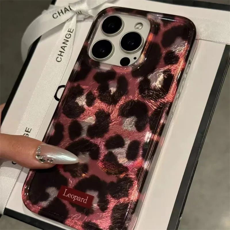Uakiss Retro Brown Leopard Print Clear Phone Case For iPhone 16 15 14 13 12 11 Pro Max 15 Pro XS XR X 7 8Plus Shockproof Silicone Cover