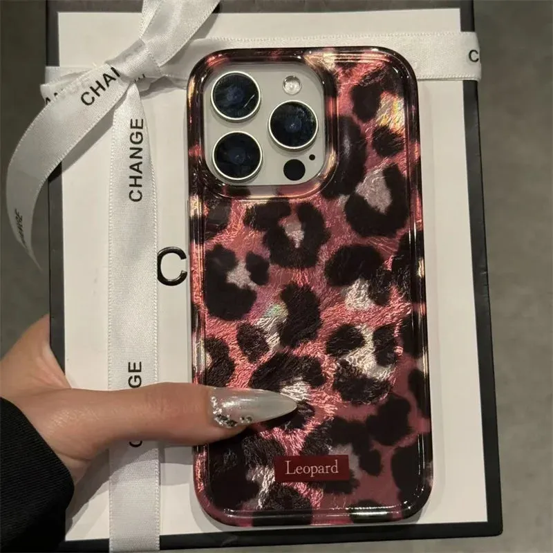 Uakiss Retro Brown Leopard Print Clear Phone Case For iPhone 16 15 14 13 12 11 Pro Max 15 Pro XS XR X 7 8Plus Shockproof Silicone Cover