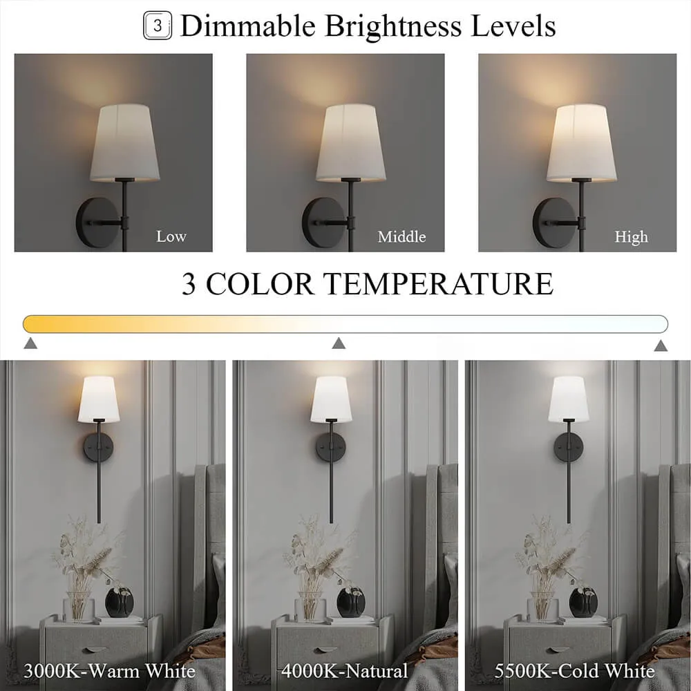 Wireless Fabric Wall Light (SET OF 2   2 BULBS FREE)