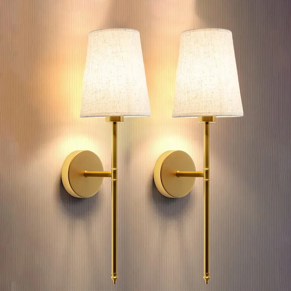 Wireless Fabric Wall Light (SET OF 2   2 BULBS FREE)
