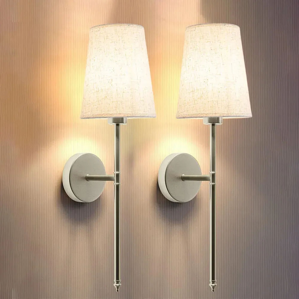 Wireless Fabric Wall Light (SET OF 2   2 BULBS FREE)